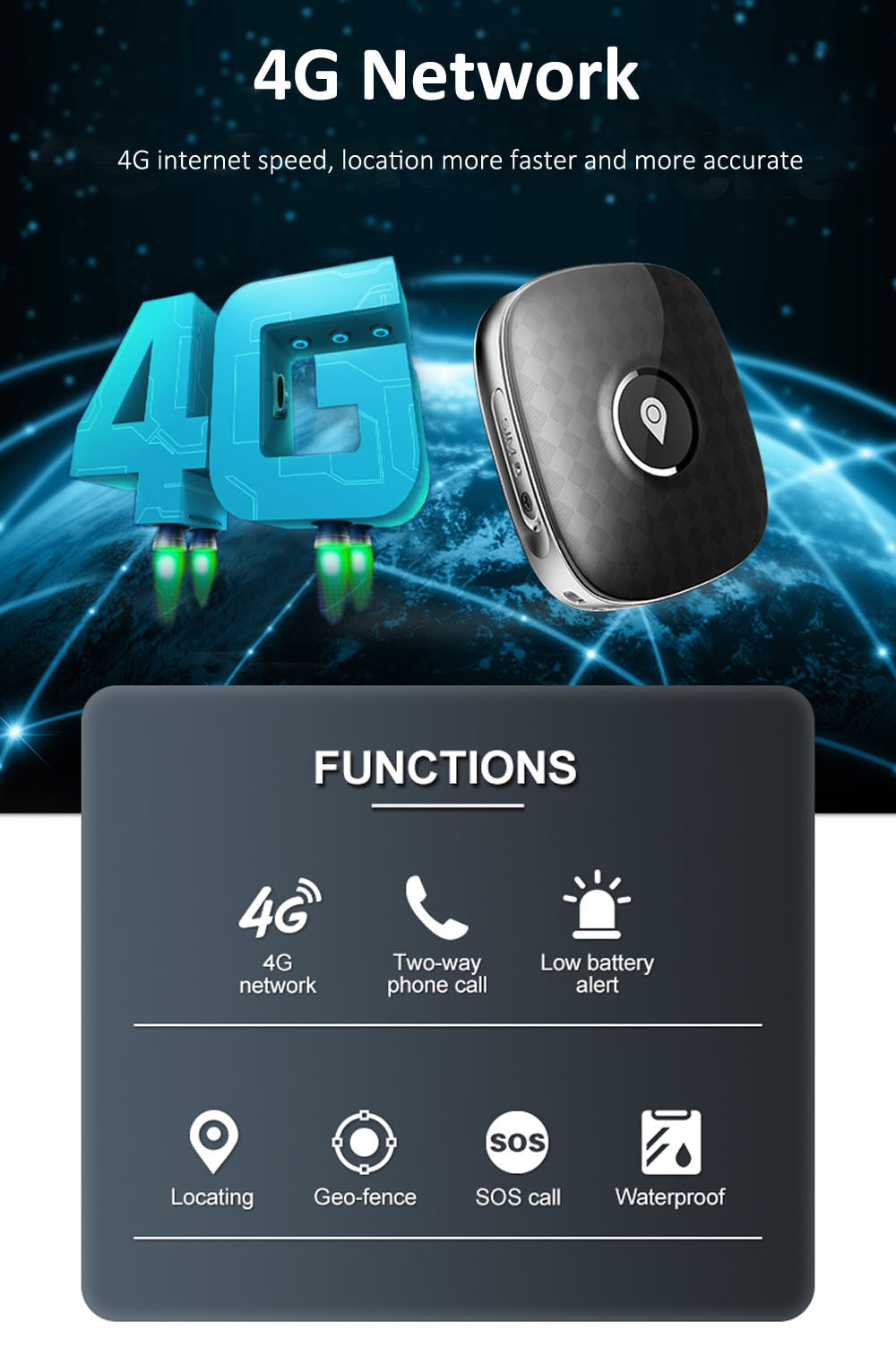Waterproof 4G Pet GPS Tracker Dog GPS Tracking Collar Mini Anti-Lost Alarm Cat Locator Smart Tracking Device Long Standby SOS
